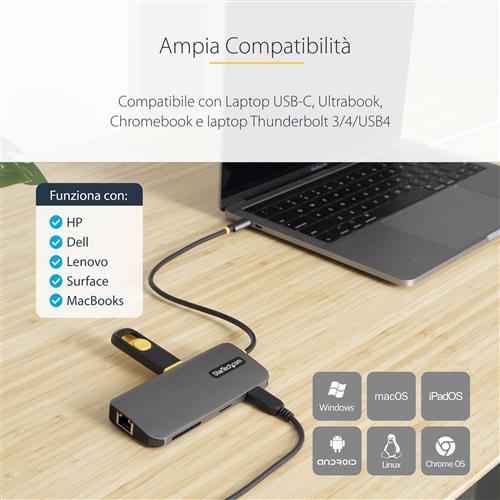StarTech.com 115B-USBC-MULTIPORT replicatore di porte e docking station per laptop Cablato USB 3.2 Gen 1 (3.1 Gen 1) Type-C Grigio