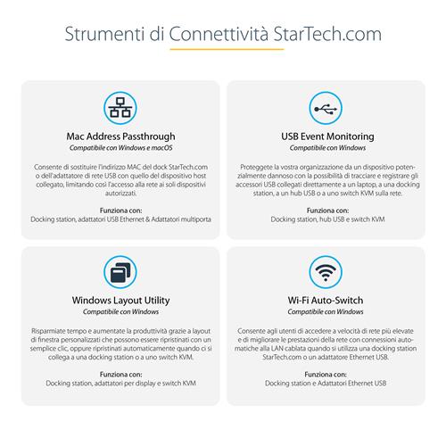 StarTech.com TB4CDOCKUE replicatore di porte e docking station per laptop Cablato Nero, Grigio