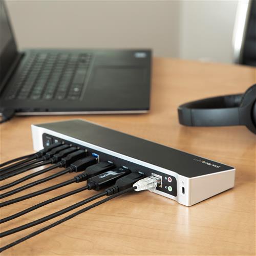 StarTech.com USB3DOCKH2DP replicatore di porte e docking station per laptop Cablato USB 3.2 Gen 1 (3.1 Gen 1) Type-A Nero, Argento