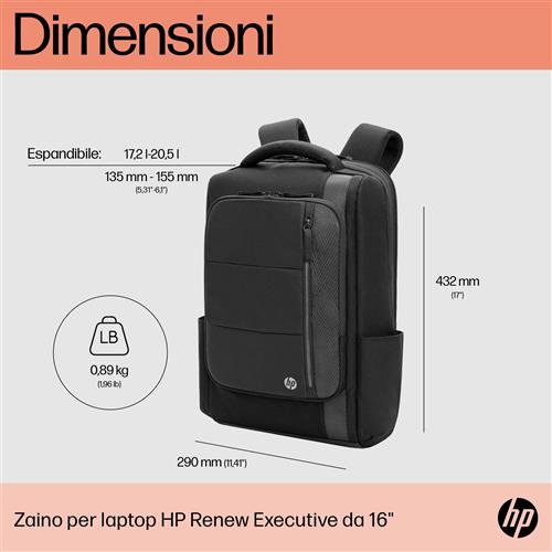HP Renew Executive 16-inch Laptop Backpack 40,9 cm (16.1) Nero