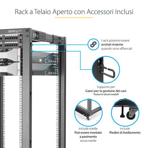 StarTech.com 4POSTRACK25U rack Rack indipendenti Nero