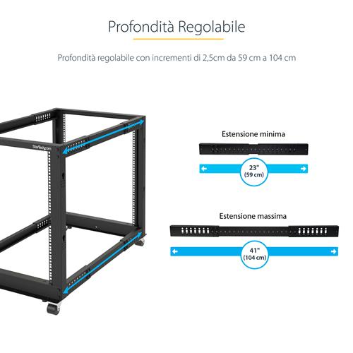 StarTech.com 4POSTRACK25U rack Rack indipendenti Nero
