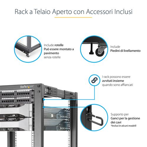 StarTech.com 4POSTRACK12U rack Rack indipendenti Nero