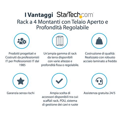 StarTech.com 4POSTRACK12U rack Rack indipendenti Nero