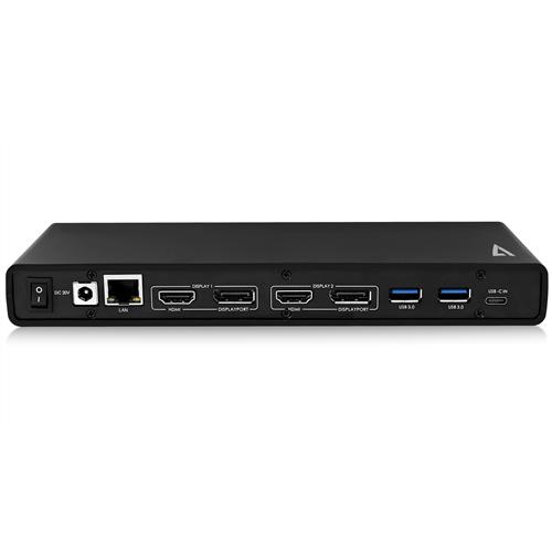 V7 UCDDS-1E replicatore di porte e docking station per laptop Cablato USB 3.2 Gen 1 (3.1 Gen 1) Type-C Nero