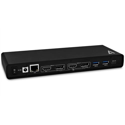 V7 UCDDS-1E replicatore di porte e docking station per laptop Cablato USB 3.2 Gen 1 (3.1 Gen 1) Type-C Nero
