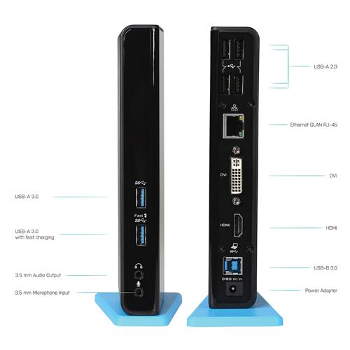 i-tec U3HDMIDVIDOCK replicatore di porte e docking station per laptop Nero