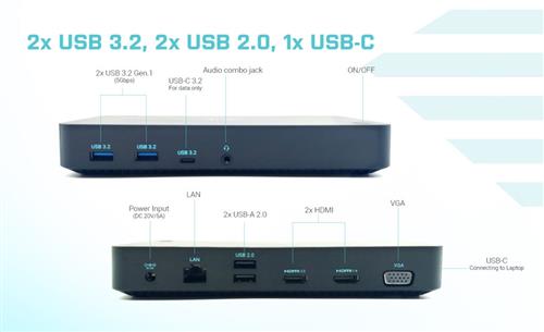 i-tec CATRIPLEDOCKVGAPDIT replicatore di porte e docking station per laptop Cablato USB 3.2 Gen 1 (3.1 Gen 1) Type-C Grigio