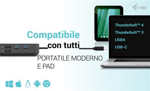 i-tec C31TRIPLE4KDOCKPDPRO replicatore di porte e docking station per laptop Cablato USB 3.2 Gen 1 (3.1 Gen 1) Type-C Nero