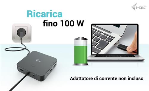 i-tec C31TRIPLE4KDOCKPDPRO replicatore di porte e docking station per laptop Cablato USB 3.2 Gen 1 (3.1 Gen 1) Type-C Nero