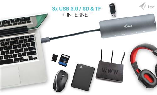 i-tec Metal C31NANODOCKLANPD replicatore di porte e docking station per laptop Cablato USB 3.2 Gen 1 (3.1 Gen 1) Type-C Argento, Turchese