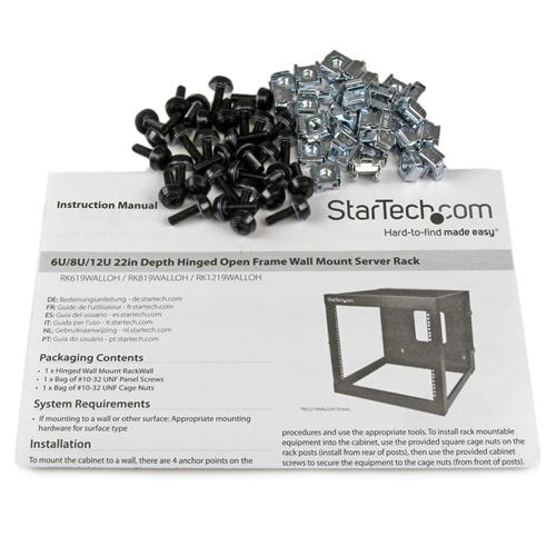 StarTech.com RK1219WALLOH rack Da parete Nero