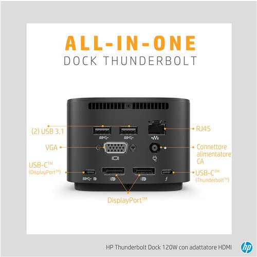 HP Thunderbolt Dock G2 with Combo Cable Cablato Nero