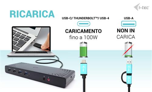 i-tec CADUALHDMIDOCKPDIT replicatore di porte e docking station per laptop Cablato USB 3.2 Gen 1 (3.1 Gen 1) Type-C Nero