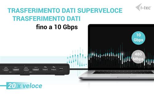 i-tec CADUA4KDOCKPDL2IT replicatore di porte e docking station per laptop Cablato USB 3.2 Gen 1 (3.1 Gen 1) Type-C Nero