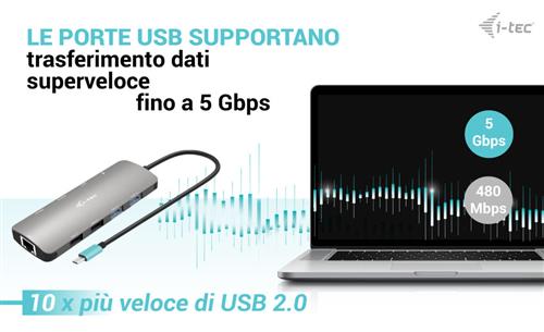 i-tec C31NANOHDM2DOCPD replicatore di porte e docking station per laptop Cablato USB 3.2 Gen 1 (3.1 Gen 1) Type-C Argento