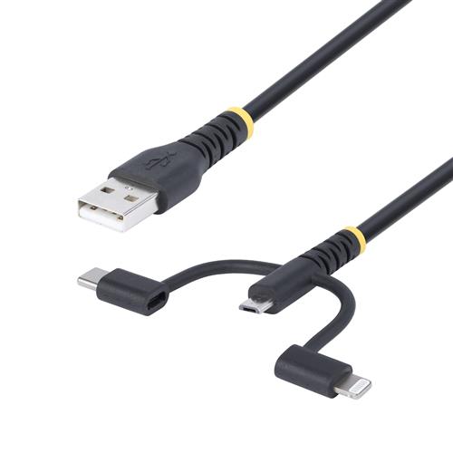 CAVO DI RICARICA USB-A ROBUSTO USB A LIGHTNING/MICRO-USB/TIPO-C