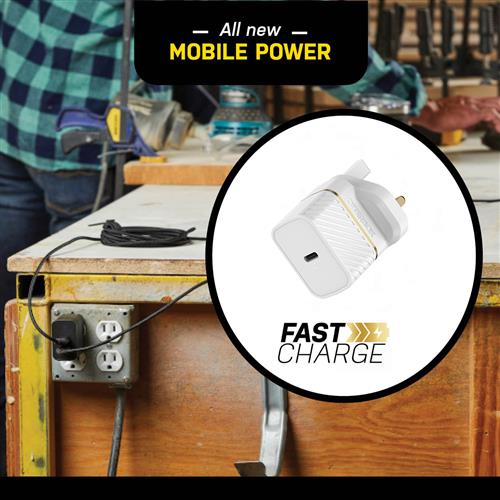 OTTERBOX UK WALL CHARGER 20W - 1X USB-C 20W USB-PD WHITE