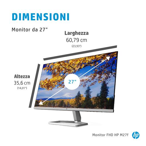 HP M27f FHD Monitor Monitor PC 68,6 cm (27) 1920 x 1080 Pixel Full HD LED Nero, Argento