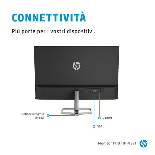 HP M27f FHD Monitor Monitor PC 68,6 cm (27) 1920 x 1080 Pixel Full HD LED Nero, Argento