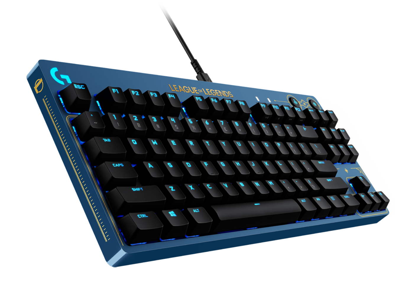 Logitech G 920-010537 tastiera Gaming USB QWERTY US International Nero, Blu, Oro