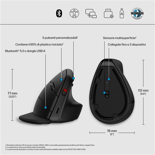 HP 925 ERGO VRTCL WIRELESS MOUSE