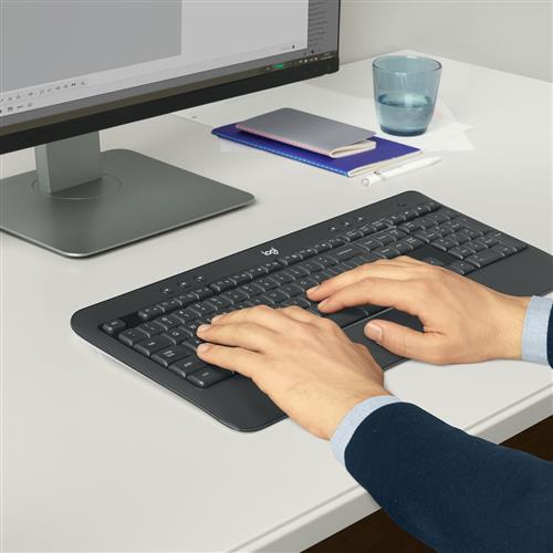 Logitech 920-008678 tastiera Mouse incluso Universale RF Wireless AZERTY Belga Nero, Bianco