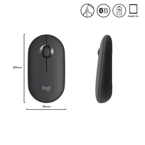 PEBBLE M350 WIRELESS MOUSE GRAPHITE 2.4GHZ/BT EMEA