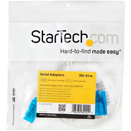 StarTech.com ICUSB232SM3 adattatore per inversione del genere dei cavi DB-9 USB 2.0 A Blu, Trasparente