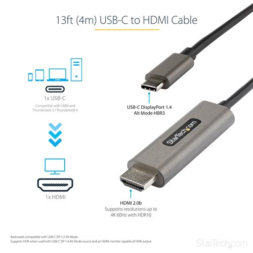 StarTech.com CDP2HDMM4MH cavo e adattatore video HDMI tipo A (Standard) USB tipo-C Nero, Argento