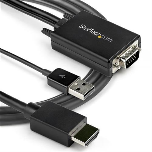 StarTech.com VGA2HDMM2M cavo e adattatore video USB Type-A + VGA (D-Sub) HDMI tipo A (Standard) Nero