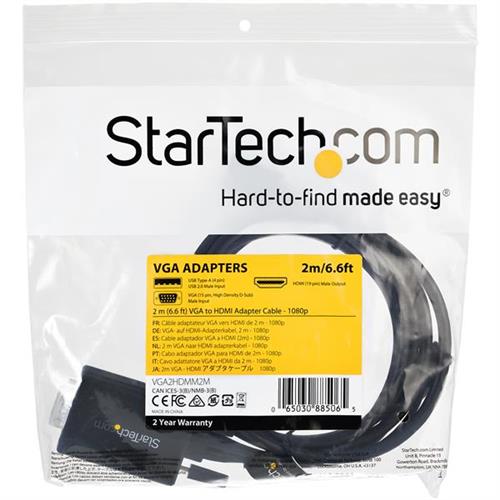 StarTech.com VGA2HDMM2M cavo e adattatore video USB Type-A + VGA (D-Sub) HDMI tipo A (Standard) Nero