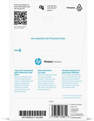HP PICTURE STICKERS 10X15CM (101 X 152 MM) 25 SHEETS