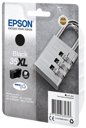 SINGLEPACK BLACK 35XL DURABRITE PADLOCK RF+AM