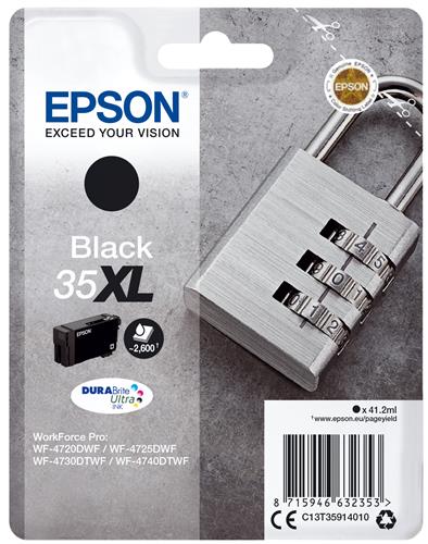 SINGLEPACK BLACK 35XL DURABRITE PADLOCK RF+AM