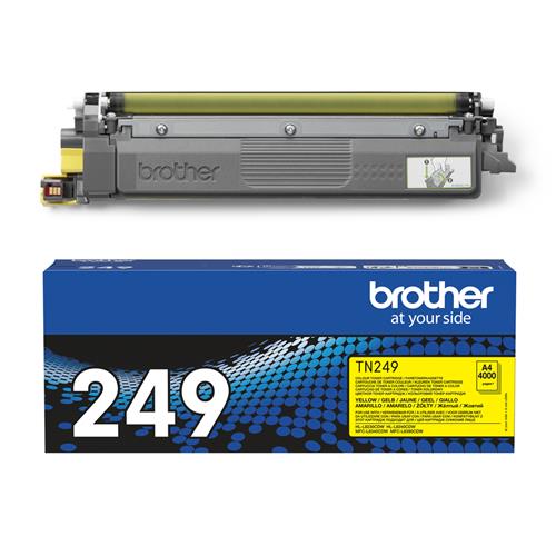 TN-249Y YELLOW TONER CARTRIDGE PRINTS 4000 PAGES.