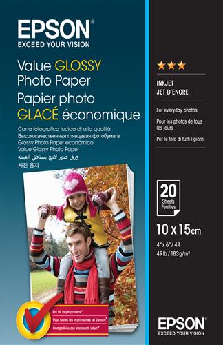VALUE GLOSSY PHOTO PAPER 10X15CM 20SHEET