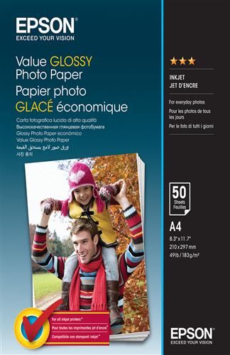 VALUE GLOSSY PHOTO PAPER A4 50SHEET