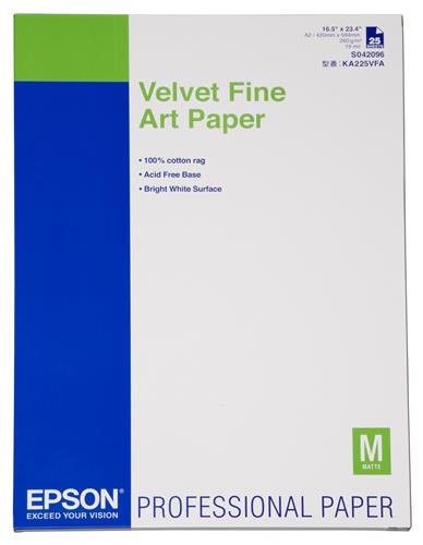 VELVET FINE ART PAPER A2 260G/M 25 BLATT