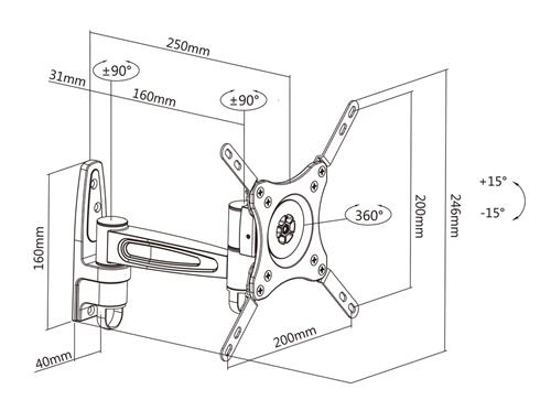 2 WITH PIVOT BRACKET SN 200X200 - WHITE