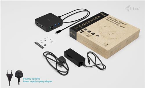 I-TEC USB-C 1XDP 2X HDMI DOCK PD 100W + I-TEC CHARGER 100W