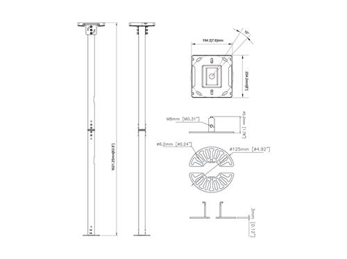 M PRO SERIES CCTV CEILINGMOUNT WHITE