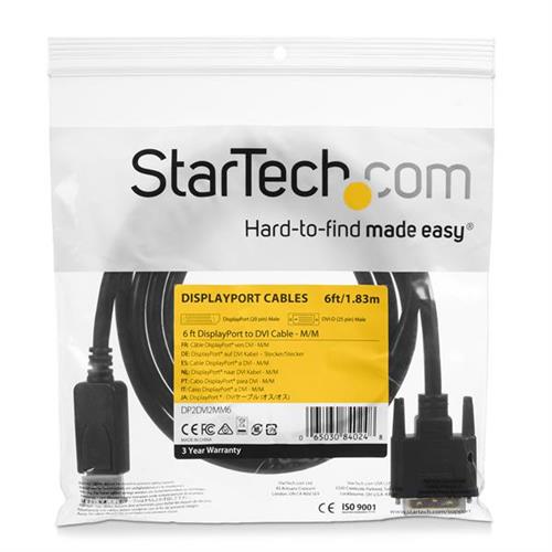 StarTech.com DP2DVI2MM6 cavo e adattatore video DVI-D Nero