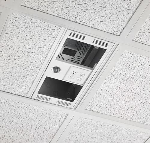 STORAGE BOX BY MEANS OF A FALSE CEILING PANEL WITH COLUMN FIXING