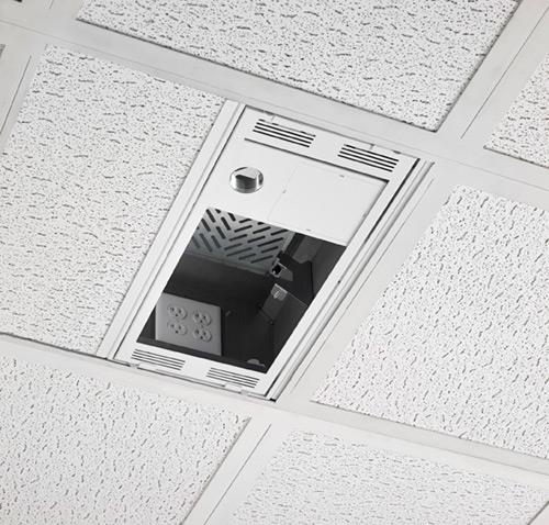 STORAGE BOX BY MEANS OF A FALSE CEILING PANEL WITH COLUMN FIXING