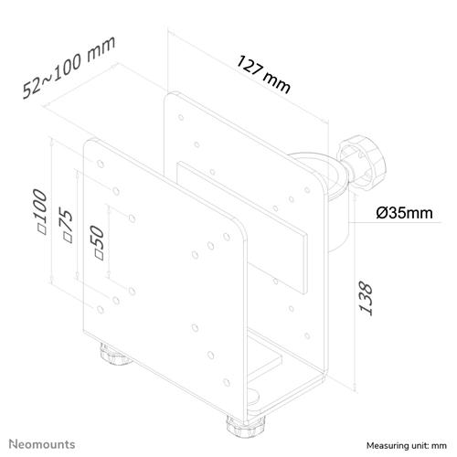SUPPORTO UNIVERSALE THIN CLIENT PER ASTE DI DIAMETRO 35MM