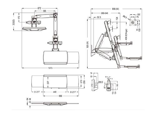 WALL SUPPORT FOR 3 JOINTS FOR MONITOR+KB+MOUSE