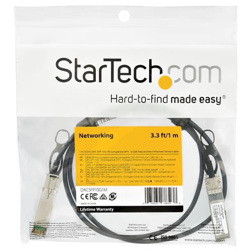 StarTech.com DACSFP10G1M cavo InfiniBand e in fibra ottica SFP+ Nero