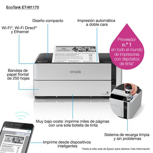 Epson EcoTank ET-M1170 stampante a getto d'inchiostro 1200 x 2400 DPI A4 Wi-Fi