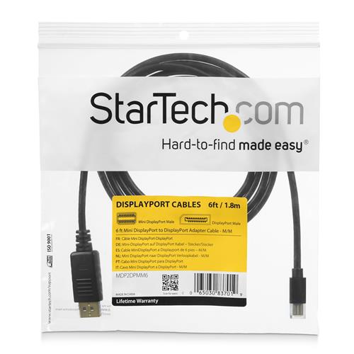 StarTech.com MDP2DPMM6 cavo DisplayPort 1,8 m Nero